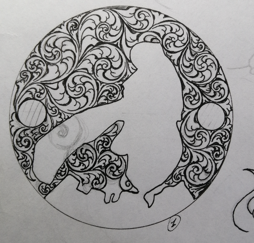 Étude décor Volutes type anglaises